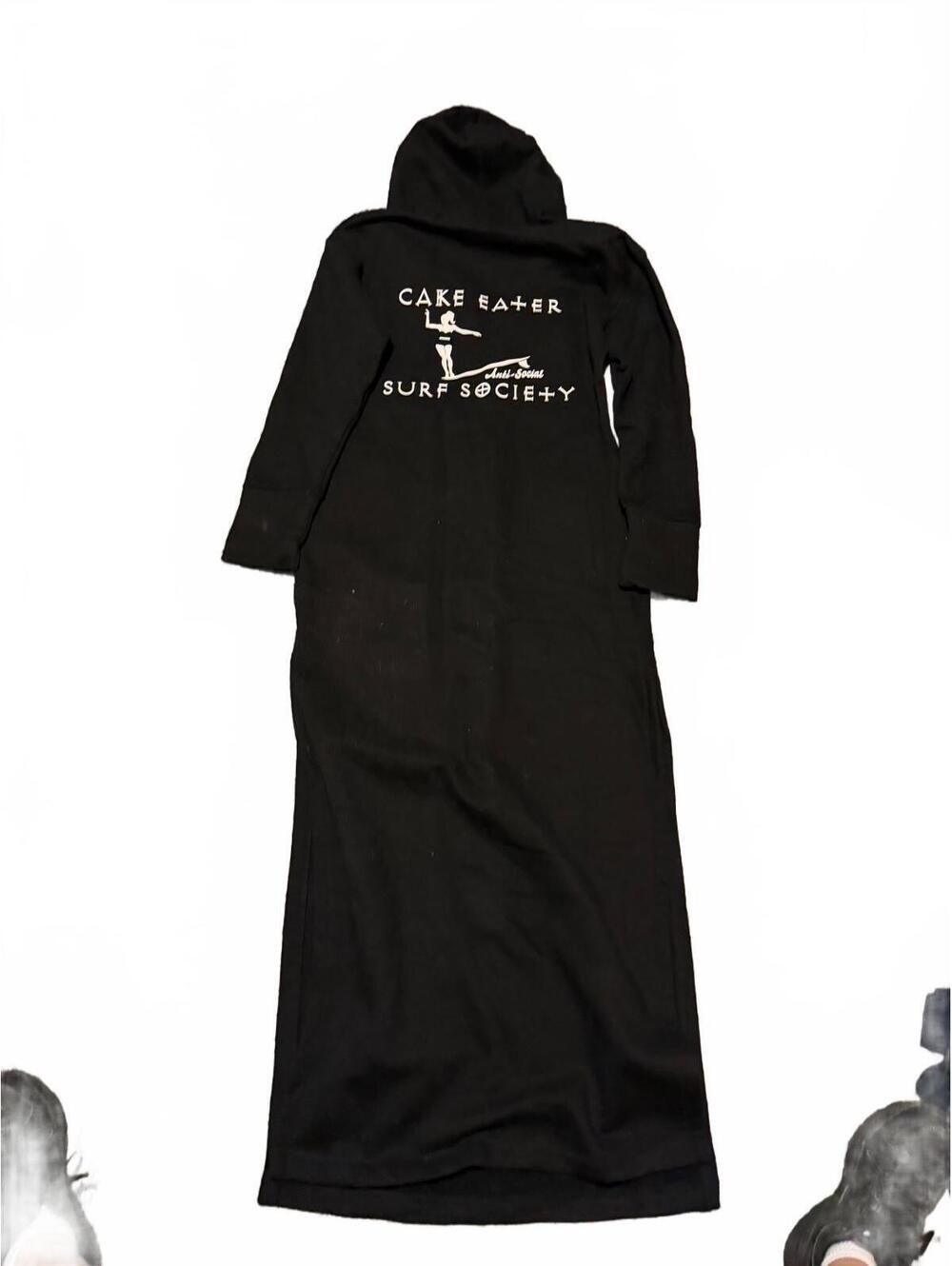 Cake Eater Surf Society Womens XL Hooded Maxi Dress Black Anti Social Surf Dress